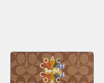 Coach Slim Wallet in Signature Canvas With Coach Radial Rainbow Etsy