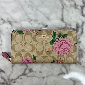 Cartera grande con cremallera y diseño en acordeón Coach Rose Prairie Signature