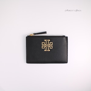 Cartera negra con tarjetero y cremallera Britten de Tory Burch