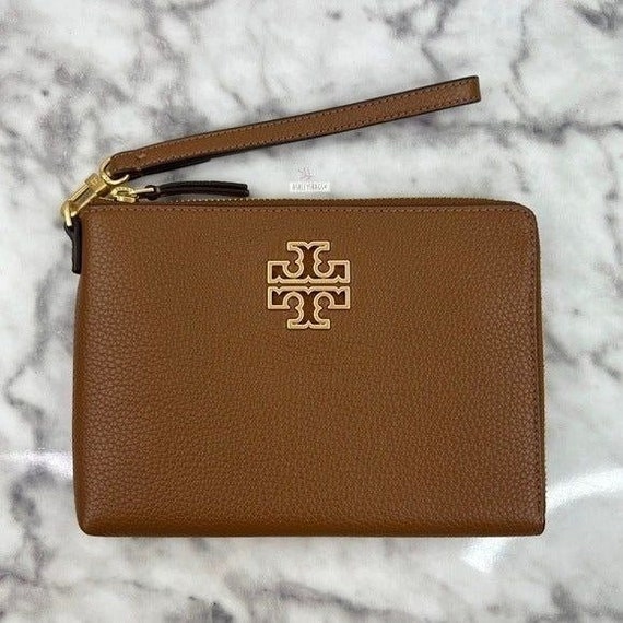 Tory Burch Britten Large Zip Pouch in Moose Brown - Etsy