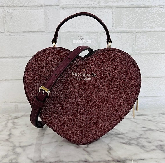 Pink heart kate spade crossbody sale