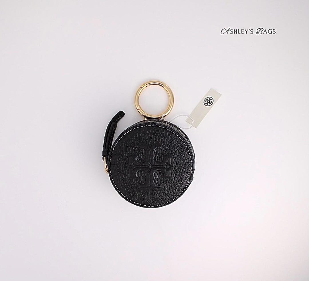 Tory Burch Thea Coin Pouch Keychain in Black - Etsy
