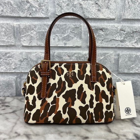 Tory Burch Emerson Printed Dome Satchel Crossbody in Leopard Print