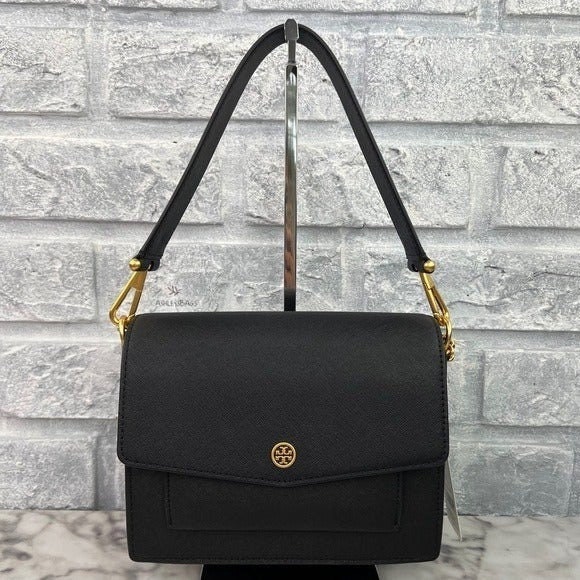 Tory Burch 145218 Robinson Black Saffiano Leather With Gold Hardware  Women's Crossbody/Shoulder Bag