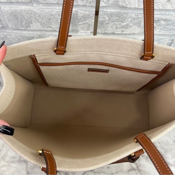 Tory Burch Blake Canvas Jumbo Tote in Natural Classic Cuoio
