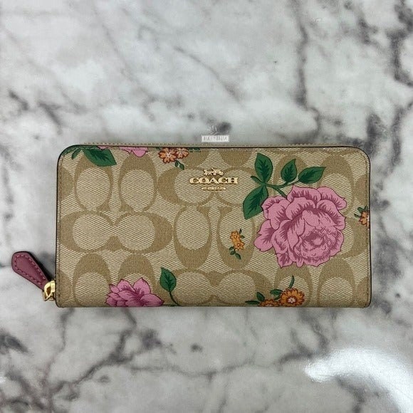 Coach Accordion Zip Wallet with Antique Floral Print