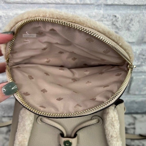 Kate Spade Leila Medium Flap Backpack Faux Shearling in 
