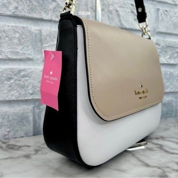 Staci Colorblock Saffiano Leather Flap Shoulder Bag
