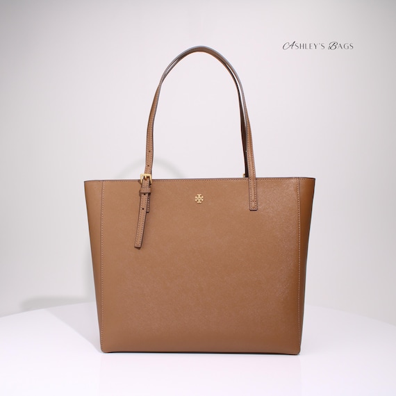 Buy Tory Burch Large Leather Emerson Tote in Moose Brown Online in