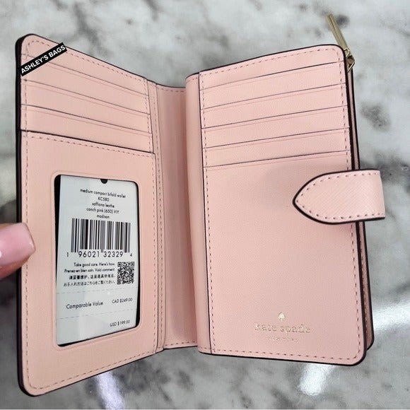 Kate Spade Madison Medium Compact Bifold Wallet in Conch Pink Etsy