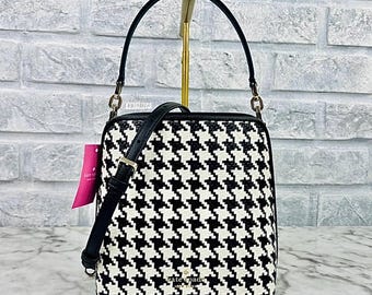 Kate Spade Darcy Bucket Bag Crossbody In Woven Houndstooth Multi