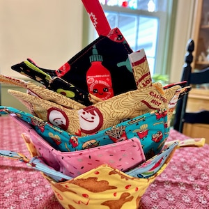 Ciotola a tema cibo, adatta al microonde e reversibile. Ciotola per zuppa, sottopentola, presina, portaoggetti regalo. Ramen, Nuggets, Siracha, Boba, Sushi
