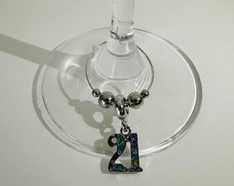 18th/ 21st/ 30th Birthday Wine Glass Charms. Special Birthday Keepsake