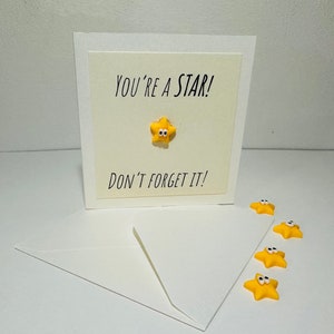 You're a Star   Motivational/ Thank You/ Friendship mini card and envelope with detachable star charm gift.