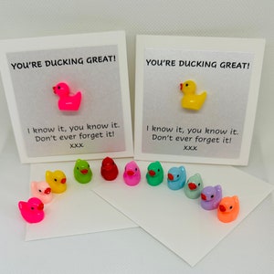 Encouragez / Motivation / Merci / Mini carte et enveloppe d'amitié / Cadeau collègue - Vous êtes un canard génial - envoyé à vous ou au destinataire