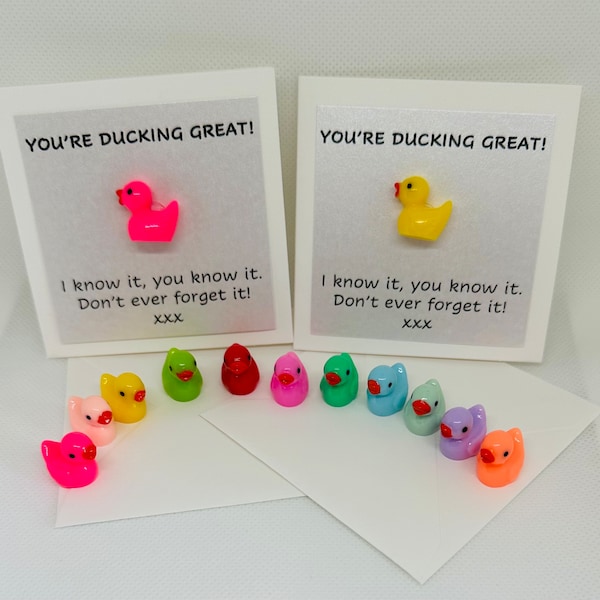 Encouragez / Motivation / Merci / Mini carte et enveloppe d'amitié / Cadeau collègue - Vous êtes un canard génial - envoyé à vous ou au destinataire