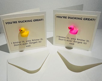 Cheer Up / Motivational/ Thank You/ Friendship mini card and envelope/ Colleague gift - You're Ducking Great