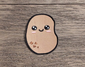 Happy Potato Embroidered Patch - 2.5in Iron-On, Heat Transfer Patch - Large Size Brown Potato with Smile - Backpack, Hat, Shirt - Great Gift