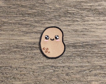 Happy Potato Embroidered Patch - 1.25in Iron-On, Heat Transfer Patch - Small Size Brown Potato w/ Smile - Backpack, Hat, Shirt - Great Gift