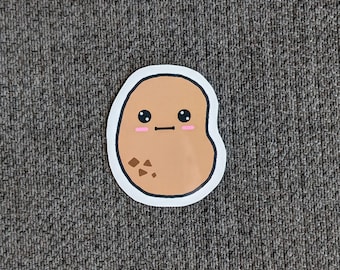 Naklejka z uroczym ziemniakiem - winylowa, wodoodporna - słodka, kawaii, brązowy ziemniak - błyszcząca naklejka - na butelki z wodą, naklejka na laptopa, iPada, segregator