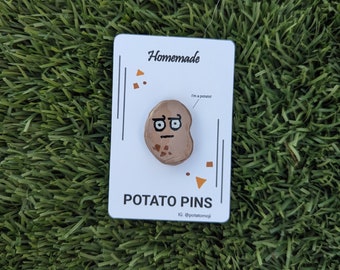 Disapproving Potato Pin - Angry, Mad, Cute Potato with Look of Disapproval - Handmade Kawaii Clay Pin - Custom Available