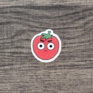 Berry Angry Strawberry Sticker - 1.25in - Vinyl, Waterproof - Cute Strawberry - Glossy Sticker - Water Bottles, Laptop Decal, iPad, Binder