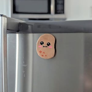 Cute Potato Magnet - Kawaii Brown Potato with Meh Face - Refrigerator Magnet - Handmade Clay Fridge Magnet - Great Gift