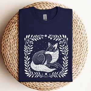 Vintage Folklore Fox shirt, Cottagecore Aesthetic tee, Kitsune T-Shirt