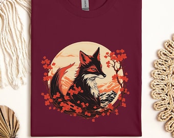 Japanese Kitsune Fox T Shirt / Japanese Art Shirt/ Japanese Folklore T Shirt
