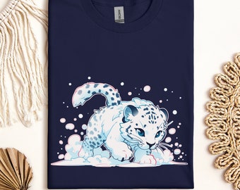 Cute Snow Leopard T Shirt, Adorable Snow Leopard Graphic Tee, Leopard Art Tee, Inspiring Nature Fashion, Ethically Produced Shirt