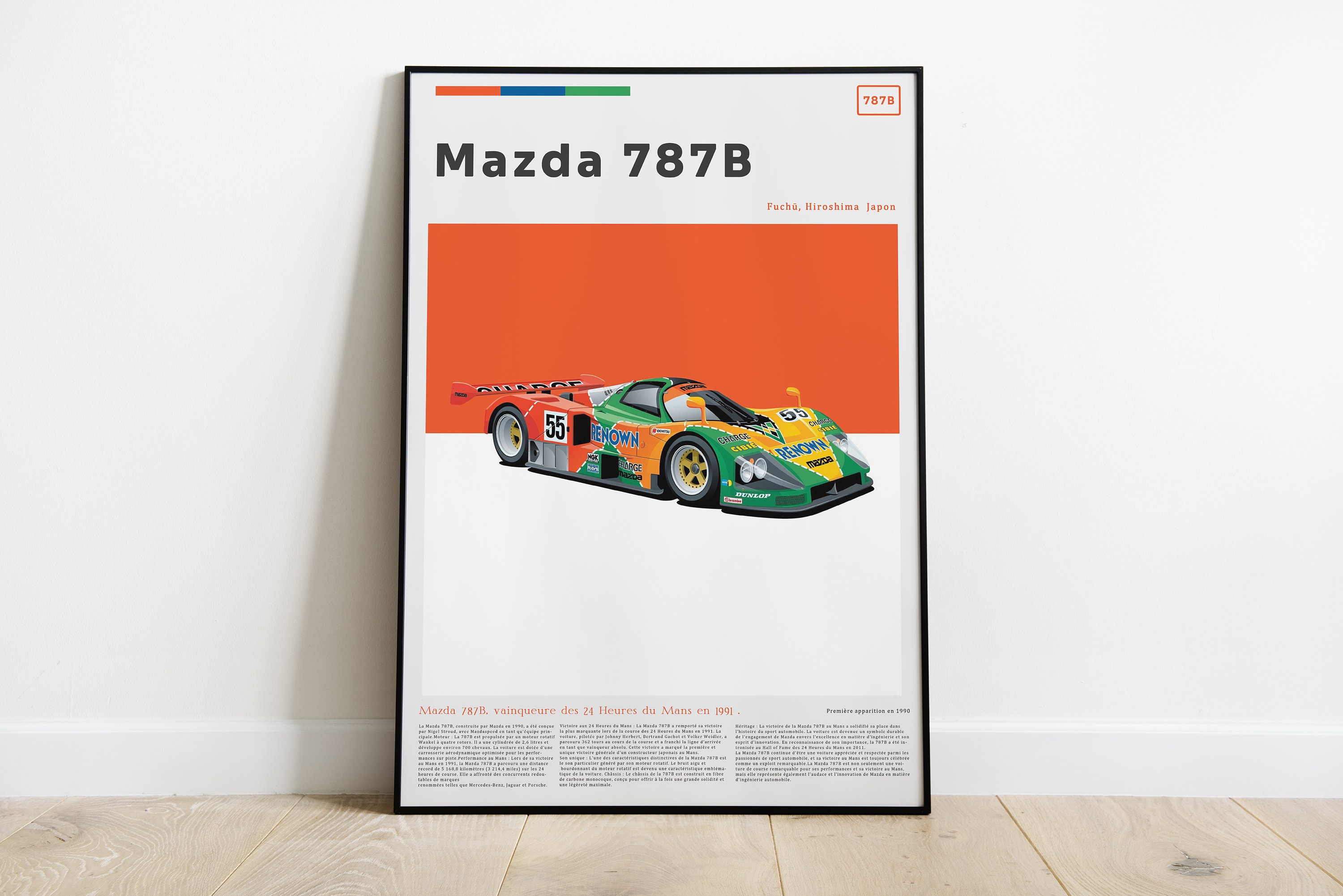 90年代 ビンテージ マツダ ルマン24 優勝 787B ロータリー ポスター 90年代 ビンテージ マツダ ルマン24 優勝 787B ロータリー ポスター