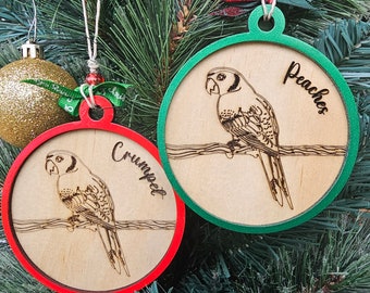 Personalized Conure Parrot Christmas Ornament: Laser Cut Plywood