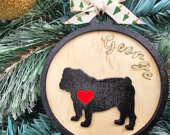 Decorazione natalizia personalizzata a forma di bulldog inglese: memoriale per animali domestici