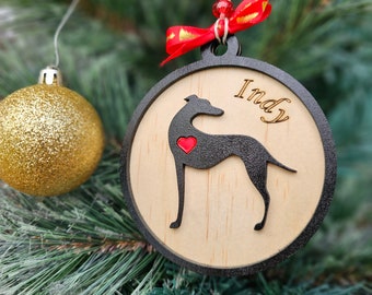 Greyhound Personalised Christmas ornament | Personalised Pet Ornament| Pet memorial ornament | Dog Ornament | Greyhound Memorial