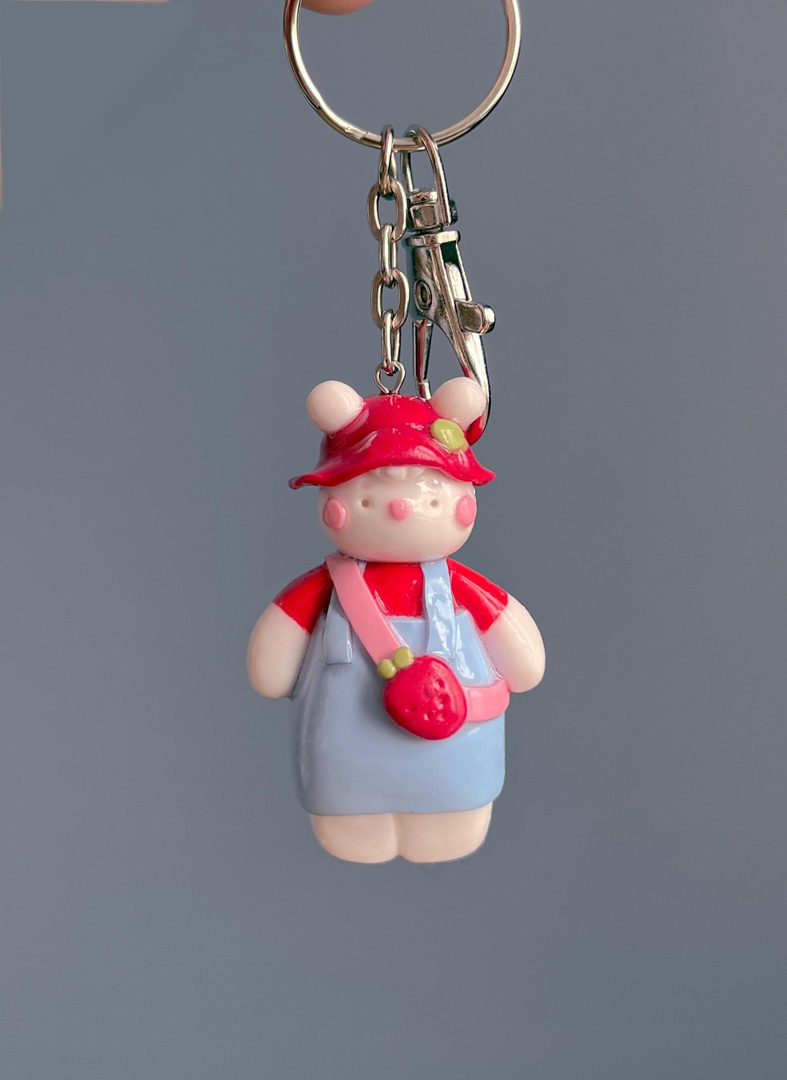 Strawbunnie Keychain Bunny Strawberry Handmade Polymer Clay Made to ...