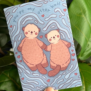 Tu es ma loutre demi-carte de la Saint-Valentin | Loutres de mer | Papier cartonné