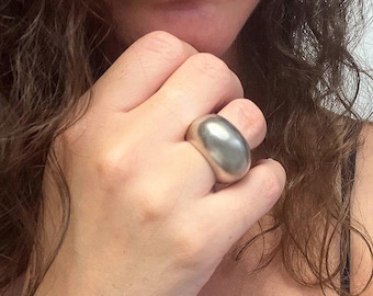 Wide Silver Dome Bubble Chunky Ring