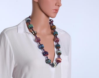 One of a kind necklace/Beaded beads necklace/ Colorful necklace/ Statement necklace