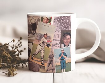 Vintage Baseball Cards Retro Coffee Mug | Classic Artwork, Baseball Art, Retro Aesthetic