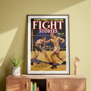 Fight Stories, Vintage Wall Art, Sports Fans, Comic Book Poster, Retro Art DIGITAL DOWNLOAD