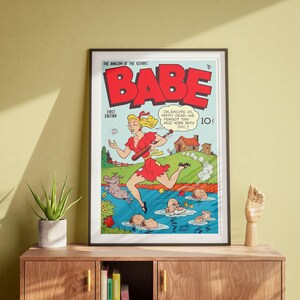 Babe, Vintage Wall Art, Female Hero, Comic Book Poster, Retro Art DIGITAL DOWNLOAD