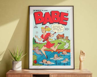Babe, Vintage Wandkunst, Heldin, Comic Poster, Retro Kunst DIGITAL DOWNLOAD