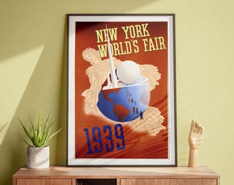 New York World's Fair, Vintage Wall Art, Classic Poster, Retro Art DIGITAL DOWNLOAD