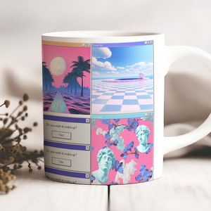90s Aesthetic Vaporwave Art Mug |  Windows 95, Retrowave Synthwave, Vaporwave Sunset, Retro Tech