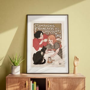 Franse chocolade, vintage muurkunst, Franse poster, art nouveau, retrokunst DIGITALE DOWNLOAD