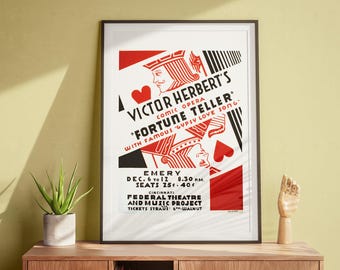 Comic Opera Fortune Teller, Vintage Wall Art, Federal Theatre, Music Poster, Retro Art DIGITAL DOWNLOAD
