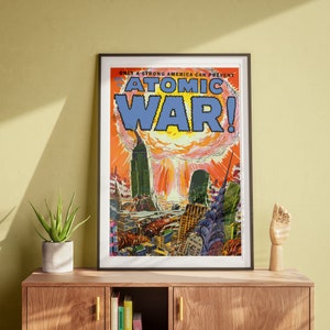 Atomic War, Vintage Wall Art, Comic Book Poster, Science Fiction, Retro Art DIGITAL DOWNLOAD