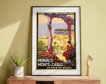 Monaco Monte-Carlo, Vintage Wall Art, Travel Poster, Retro Art DIGITAL DOWNLOAD