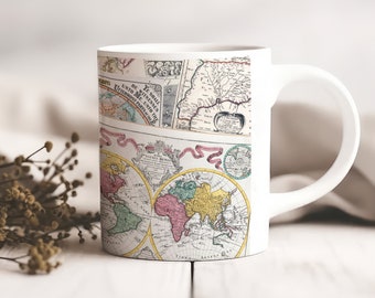 Vintage World Maps Retro Coffee Mug | Classic Artwork, Christian Art, Vintage Artwork