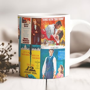 Cinema Classics Retro Movie Posters Mug 15oz/20oz Jumbo Mug | Famous Movie Stars, James Dean, Audrey Hepburn, Rock Hudson